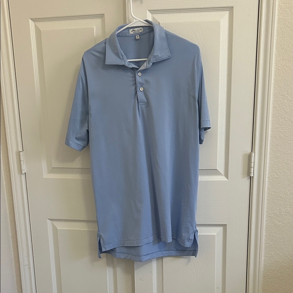 Peter Millar Light Blue Striped Men's Performance Polo Shirt